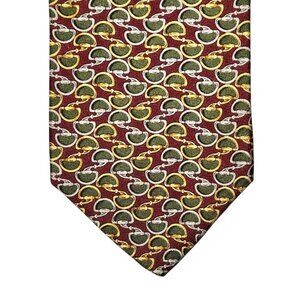 Brooks Brothers Makers Necktie Red Green Gold Silver Horsebit Silk Handmade USA